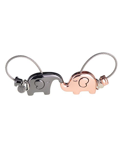 ASHMITA Cute Kiss Elephant Couple Keychain for Women Charm Romantic Valentine Gift