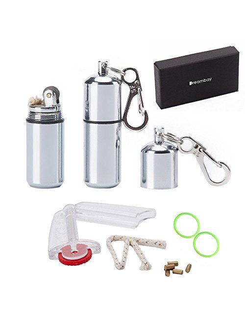 Dreambay EDC Waterproof Lighter - 2 Pack Peanut Lighter for Survival and Emergency Use Bonus Inculded 6 Keychain With Lighter Flint, 1 Windproof Wick, 2 Waterproof O-Ring