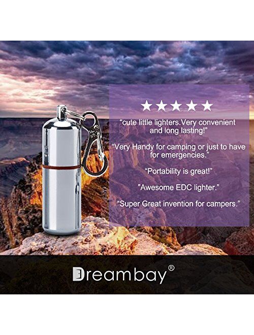 Dreambay EDC Waterproof Lighter - 2 Pack Peanut Lighter for Survival and Emergency Use Bonus Inculded 6 Keychain With Lighter Flint, 1 Windproof Wick, 2 Waterproof O-Ring