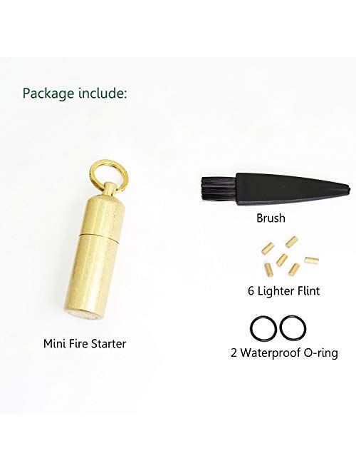 Dreambay Brass Keychain Mini Lighter EDC Peanut Waterproof Lighter for Fire Starter Survival Camping Emergency Use