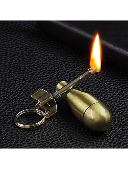 VARWANEO Matchstick Fire Starter, Refillable Metal Keychain Lighter for Outdoor Camping Emergency Survival Gear, Portable Bowling Keychain With Lighter for Outdoor Sports
