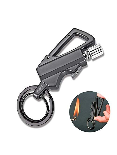 YUSUD Permanent Match, Flint Fire Starter Never Ending Match Keychain With Lighter, Bottle Opener, Forever Waterproof Matches Strike Anywhere, Survival Cool Lighters for 