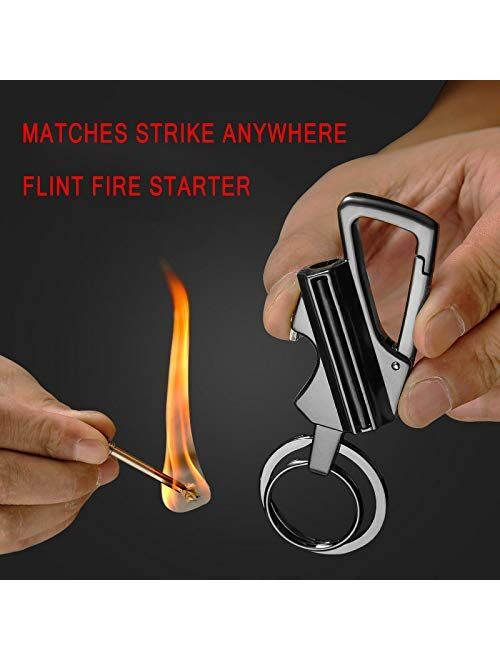 YUSUD Permanent Match, Flint Fire Starter Never Ending Match Keychain With Lighter, Bottle Opener, Forever Waterproof Matches Strike Anywhere, Survival Cool Lighters for 