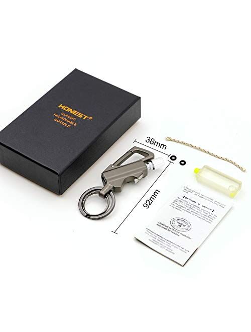 Romeifly Keychain Multitool Fire Starter with Flint Metal Matchstick and Bottle Opener Kerosene Refillable Fire Lighter Keychain Lighter Emergency Survival Gear