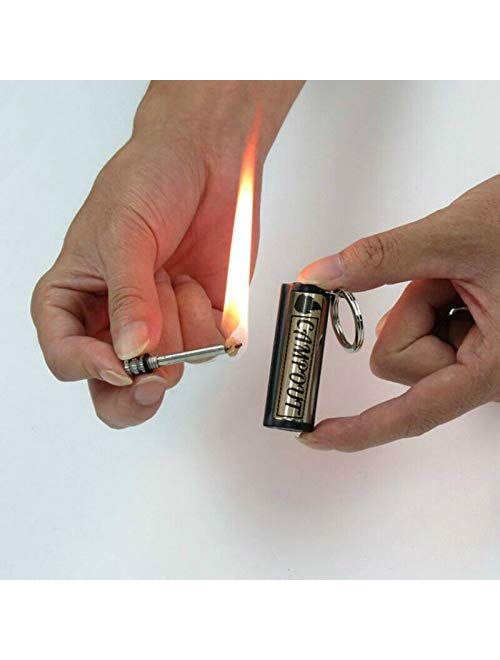 CAMPOUT Permanent Match, Keychain With Lighter, Fire Starter kit, Permanent Lighter, Camp Fire Starter, Forever Match Keychain, Waterproof Lighter, Metal Match, Improved 