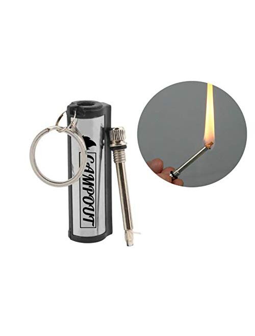CAMPOUT Permanent Match, Keychain With Lighter, Fire Starter kit, Permanent Lighter, Camp Fire Starter, Forever Match Keychain, Waterproof Lighter, Metal Match, Improved 