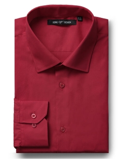 Men's Dress Shirt Regular Fit Long Sleeve Solid Mens Shirts Spread Collar Casual Dress Shirts for Men