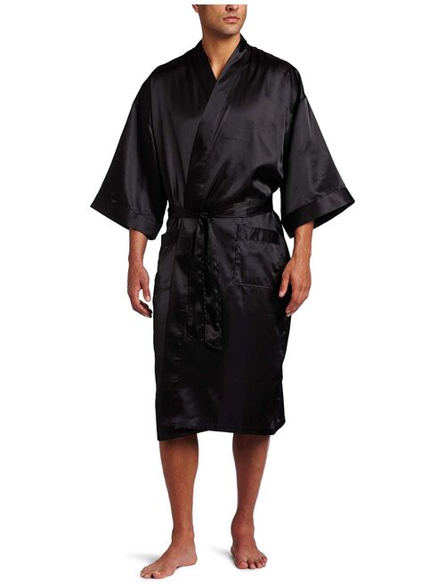 Intimo Men's Classic Satin Robe, Navy, One Size