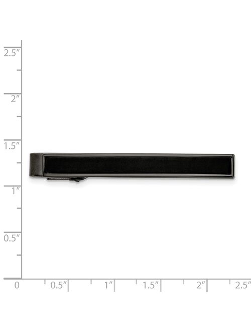 Stainless Steel Gun Metal IP-plated Carbon Fiber Inlay Tie Bar - 54mm x 6mm