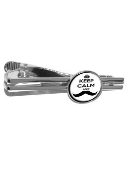 Keep Calm and Mustache Round Tie Clip