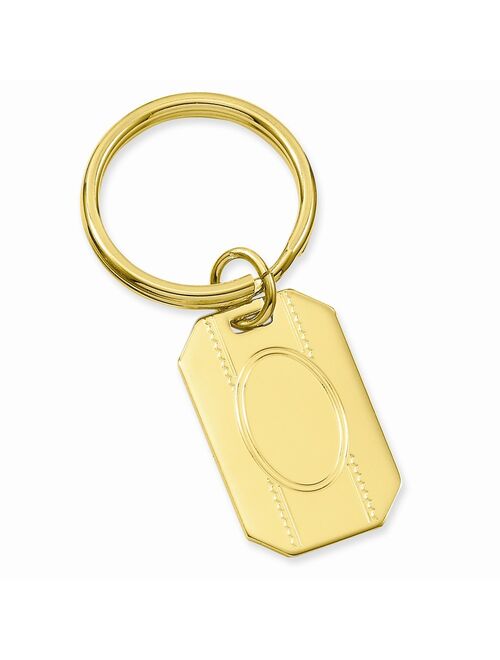 Gold-Flashed Solid Engravable Polished back with Engraveable Area Key Ring Gifts for Men