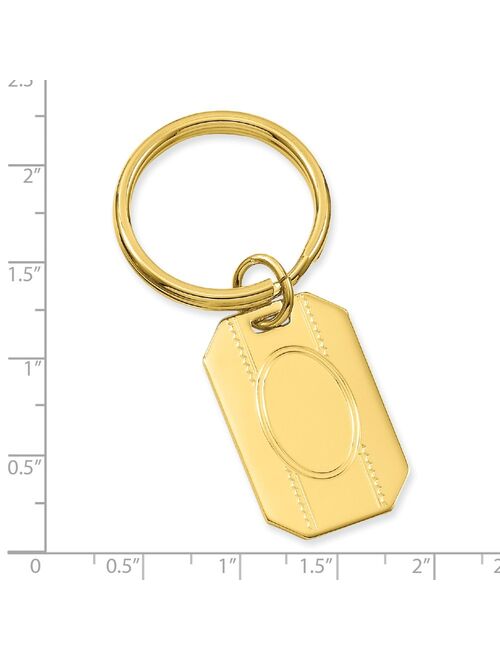 Gold-Flashed Solid Engravable Polished back with Engraveable Area Key Ring Gifts for Men