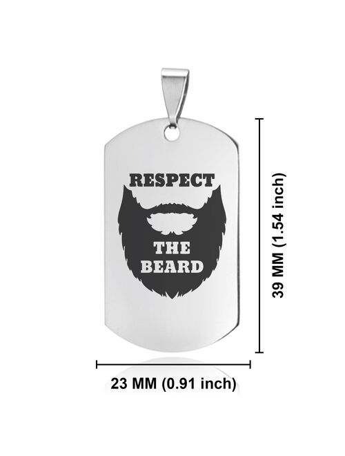 Stainless Steel Respect the Beard Dog Tag Keychain Circle Ring