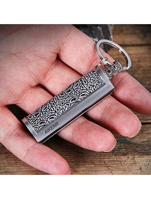 AIKENR Permanent Match, Keychain With Lighter Flint Metal Matchstick Fire Starter, Waterproof Emergency Flint Fire Starter for Outdoor Camping Survival, Great Gift