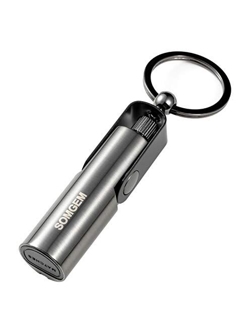 SOMGEM Permanent Match Keychain With Lighter 2 Pack, Kerosene Refillable, Waterproof Flint Fire Starter for Outdoor Camping Emergency Survival
