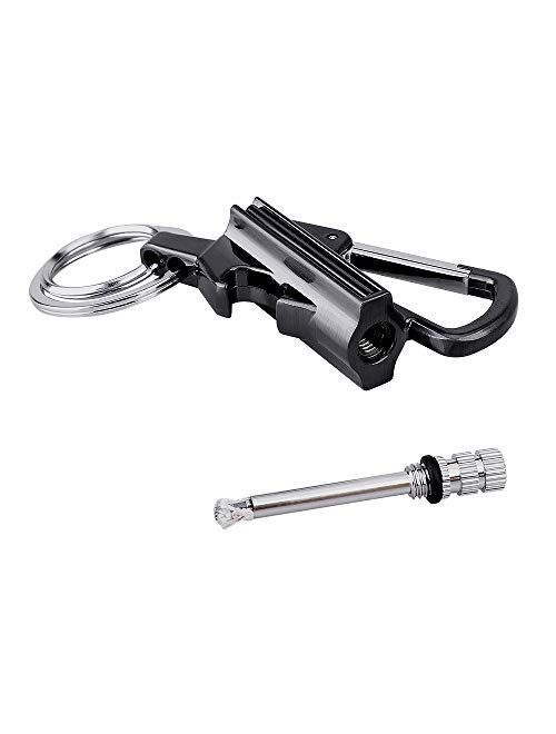 yusud 2 Pack Keychain With Lighter Bottle Opener with Double Side Flint Metal Matchstick Fire Starter, Great Kerosene Refillable Permanent Match for Outdoor Emergency Sur