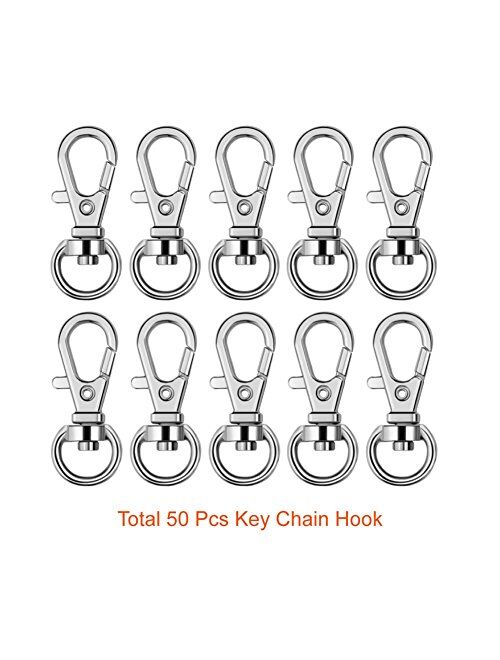 Paxcoo 100 Pcs Metal Swivel Lanyard Snap Keychain Hook with Key Rings (Small Size)