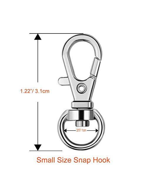 Paxcoo 100 Pcs Metal Swivel Lanyard Snap Keychain Hook with Key Rings (Small Size)