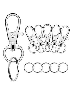 100 Pcs Premium Swivel Snap Hooks with Key Rings,Metal Lanyard Keychain Hooks Lobster Clasps for Key Jewelry DIY Crafts(50 Pcs Lanyard Snap Hooks+50 Pcs Key Rings)