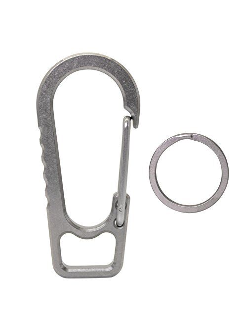 PPFISH Titanium Heavy Duty Carabiner Keychain, EDC Quick Release Keychain Hooks with Titanium Key Ring Set for Men Women