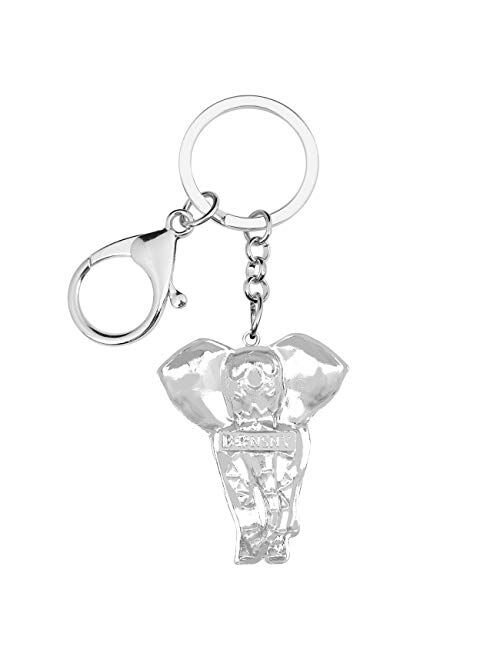 BONSNY Enamel Metal Chain Jungle Elephant Key Chains For Women Car Purse Handbag Charms