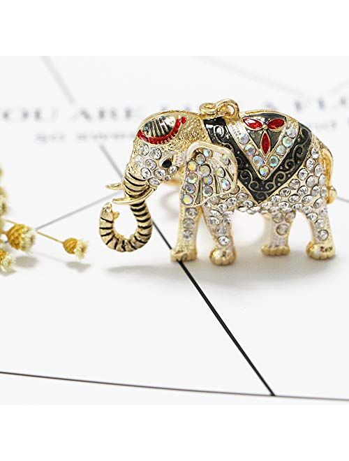 Rhinestone Elephant Keychain for Women Lucky Crystal Personalized Key Ring Bag Charms