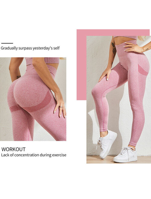 Women High Waist Compression Leggings Push Up Running Yoga Pants Gym Booty Scrunch Trousers