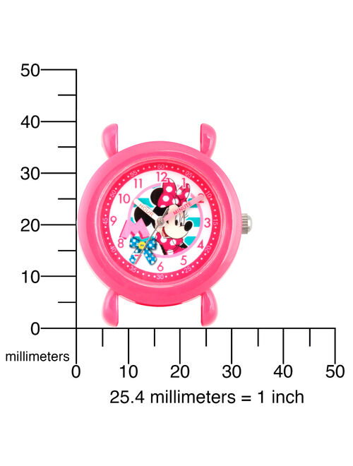 Disney Minnie Mouse Girls' Pink Plastic Time Teacher Watch, Pink Silicon Strap
