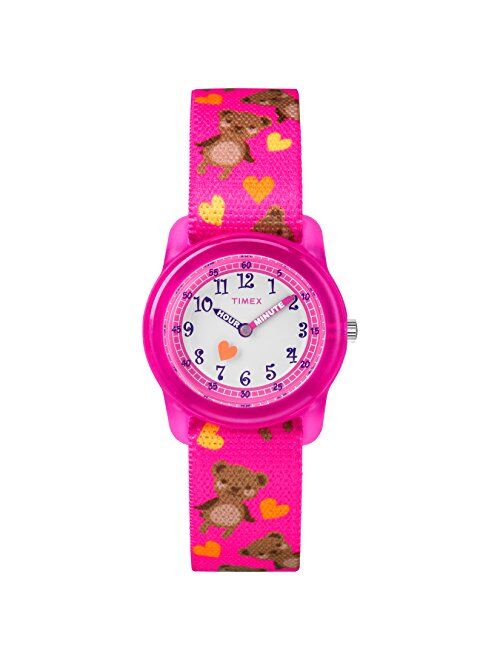 Timex Kids Pink Analog Watch, Butterflies and Hearts Elastic Fabric Strap