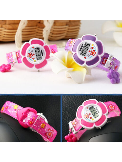 SKMEI Girls Cute Flower Digital Watch with Charm, 4 to 7 year olds