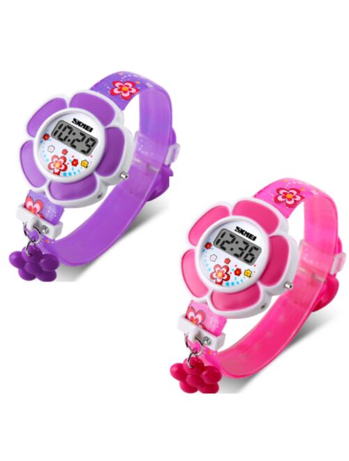 Flower Girl Digital Watch in Pink or Purple - Kids Watch