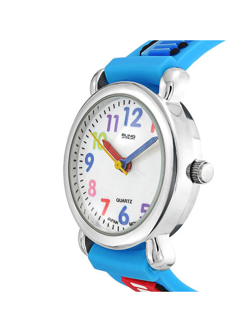 Choo Choo Train Waterproof Wrist Watch Time Teacher Quartz 3D Cartoon Blue Silicone Wristband Round Colorful Dial