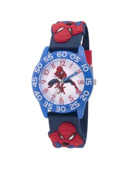 Spider-Man Boys' Blue Plastic Time Teacher Watch, Spider-Man 3D Strap