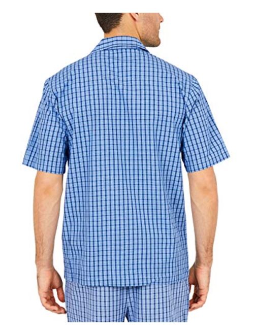 Nautica Men's Short Sleeve 100% Cotton Soft Woven Button Down Pajama Top
