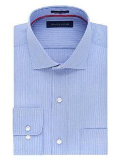 Men's Non Iron Regular Fit Stripe Spread Collar Dress Shirt