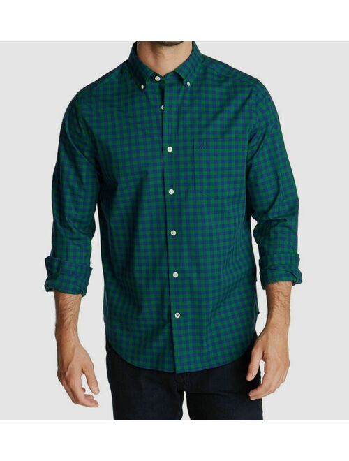 NWT $115 Nautica Men's Green Blue Check Long-Sleeve Button Dress Shirt Size 2XL