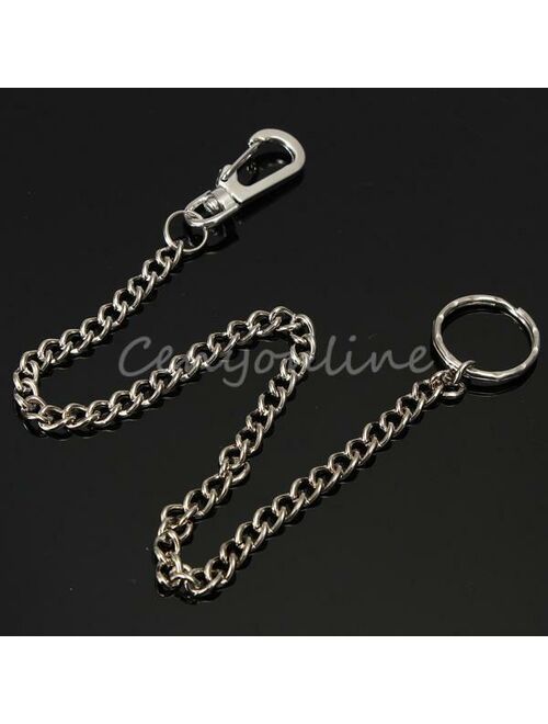 Extra Long Metal Keyring Silver Keychain Chain Hipster Key Wallet Belt Ring