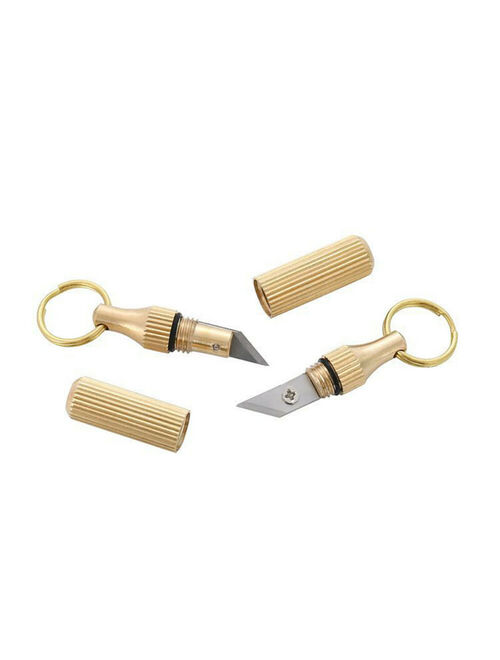 Mini Pocket Knife Keychain Portable Brass Key Ring Pendant Outdoor Blade Cleaver