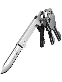 KeySmart Mini Knife Keychain Pocket Knife, Compact Retractable Folding Blade with Stainless Steel, Add-On Accessory (Silver)
