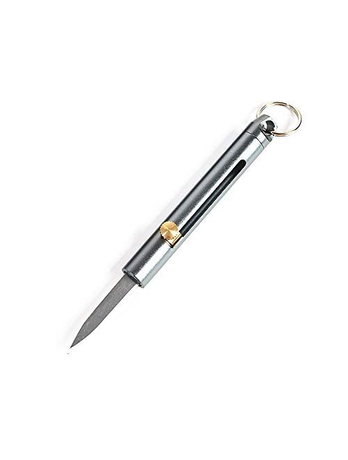 SZHOWORLD Aluminium Alloy Mini Knife - Pocket Keychain Knife, Compact Retractable Folding Blade with Stainless Steel, Brass Bolt, EDC Portable Knife (Gun Grey)