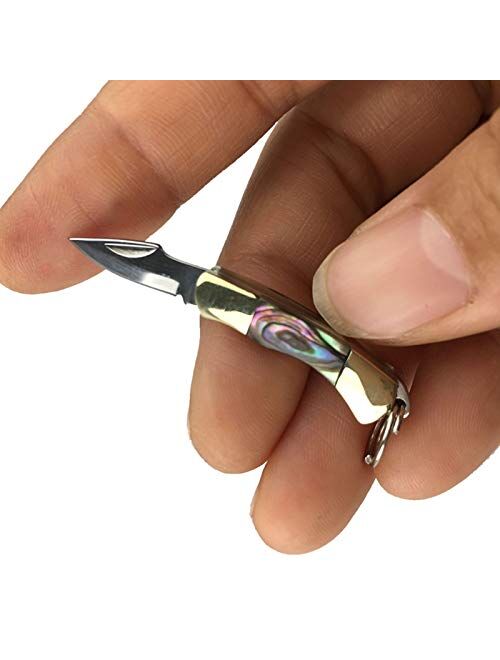Fon Alley mini keychain knife Brass and natural shell handle knives(Colorful)