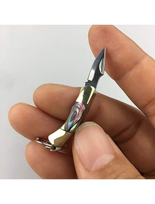 Fon Alley mini keychain knife Brass and natural shell handle knives(Colorful)