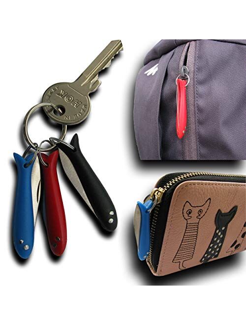 Fish Smallest Mini Micro Handmade Pocket Folding Folder Keychain Knife, Stainless Steel, Multi Purpose Portable Tiny Blade (Black)