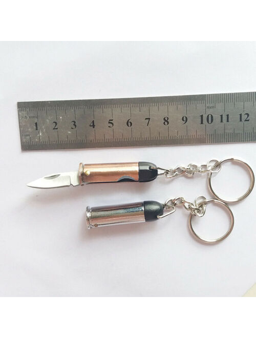 Bullet Shape Mini Pocket Folding Stainless Steel Keychain Knife Pendant Portable