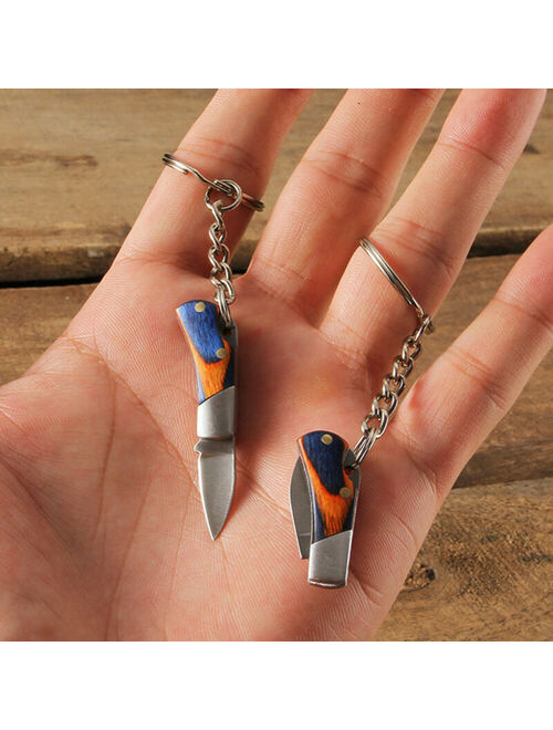 Stainless Steel Mini Pocket Camouflage Folding Keychain Knife Cleaver Blade Tool