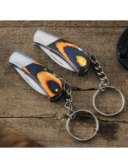 Stainless Steel Mini Pocket Camouflage Folding Keychain Knife Cleaver Blade Tool