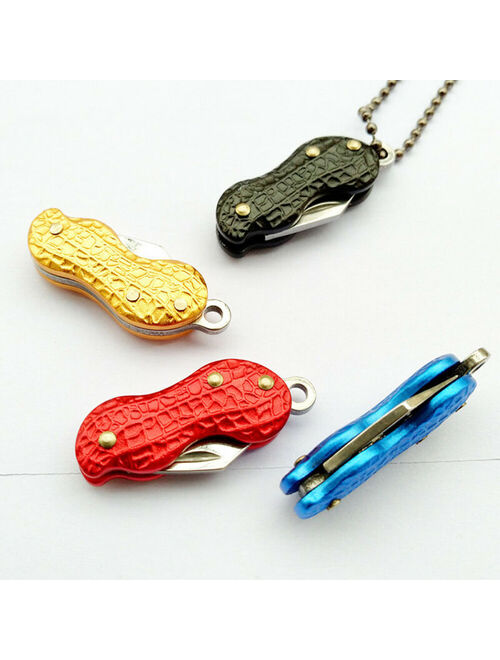 Portable Stainless Steel Peanut Pocket Mini Folding Keychain Knife Outdoor Tool