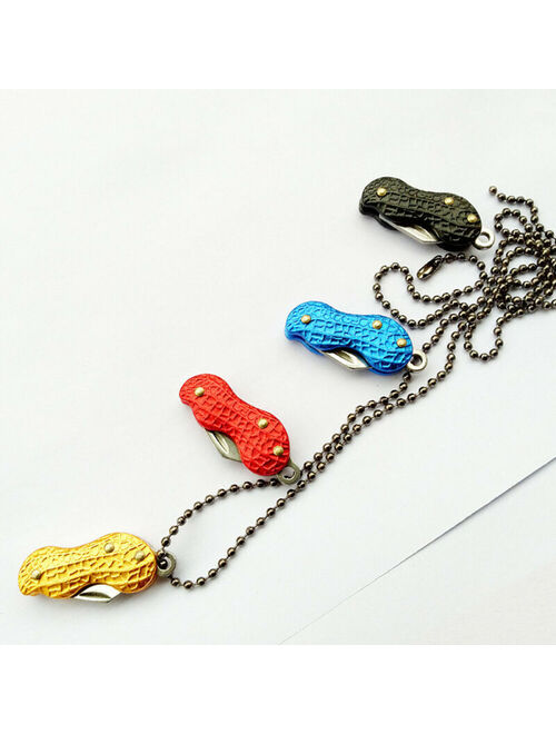 Portable Stainless Steel Peanut Pocket Mini Folding Keychain Knife Outdoor Tool