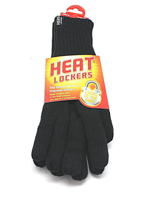heat lockers mens black thermal gloves