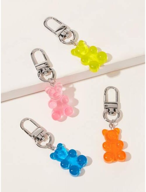 1pc Random Color Resin Charm Teddy Bear Keychain